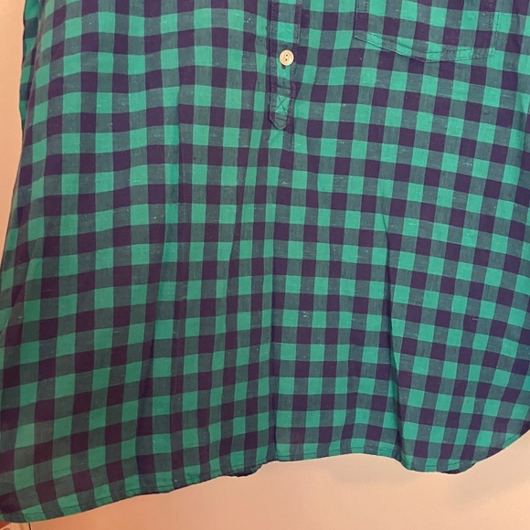 J. Crew turquoise and purple gingham popover top - Picture 3 of 8